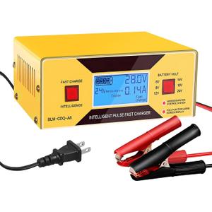 Car Battery Charger Automatic, 6/8/12/14/16/24V Adjustable Voltage Battery Charger 0-10A, Battery Maintainer, Smart Trickle Charger for Golf Cart, Car,Automotive,Motorcycle,Lawn Mower,Marine,Boat,ATV