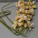 IPOPU 5 Pcs Real Touch Faux Orchid Champagne Orchid Artificial Flowers with Long Stem for Wedding Party Centerpiece Bridal Bouquet DIY Home Living Room Decoration