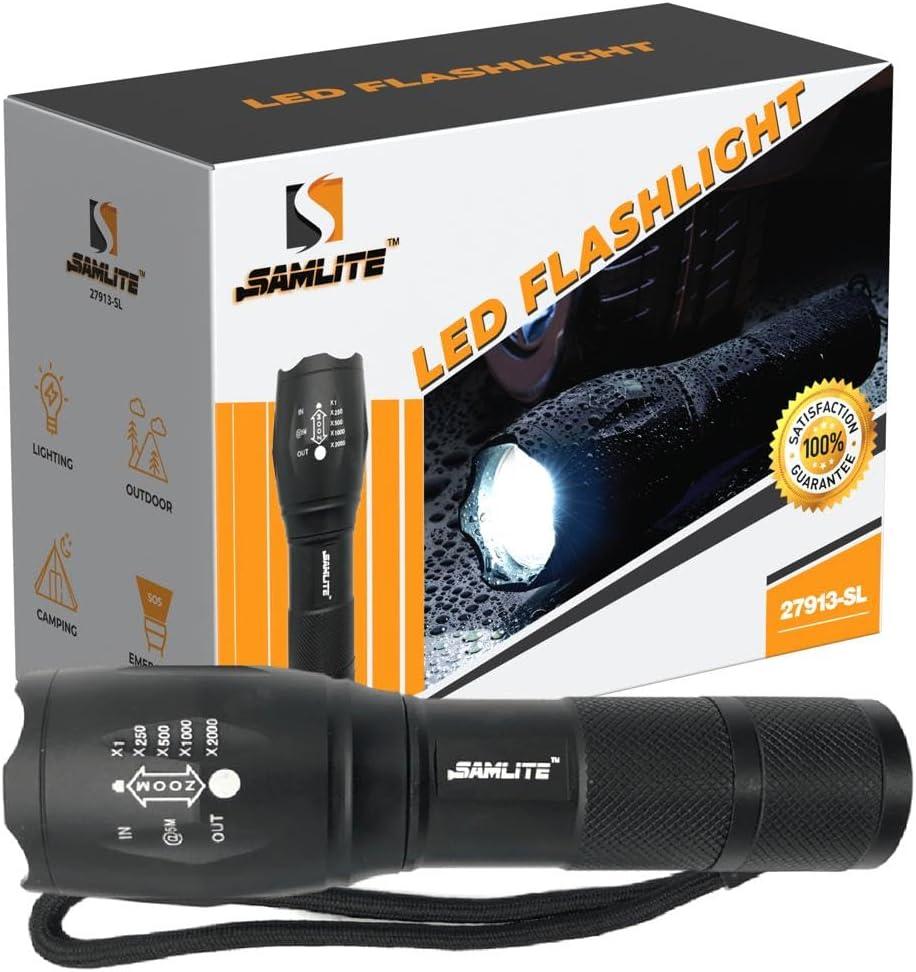 LED Flashlight High Powered 1200 Lumens Bright Zoomable Spotlight or Floodlight - 5 Modes - Brightest Ultra Light, Pocket Size, Waterproof, Tactical - Camping, Travel, Emergencies