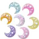 14pcs Mixed 7 Colors Shiny Moon Flatback Resin Button Christmas DIY Craft Phonecover Scrapbook Embelishment (Mixed 7 Colors)