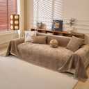 Brown Couch Covers for Sectional Sofa Non Slip Chenille Sofa Covers Washable for Dogs with Tassels, Wear Resistant Sofa Throw Blanket for Couches Loveseat Covers for Home Decor, 71''x118''
