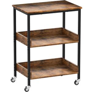 Kitchen Microwave Cart, 3 Tier Rolling Utility Cart on Wheels Coffee Cart, Storage Islands for Living and Kitchen Room (Upgrade 31.4-Inch)