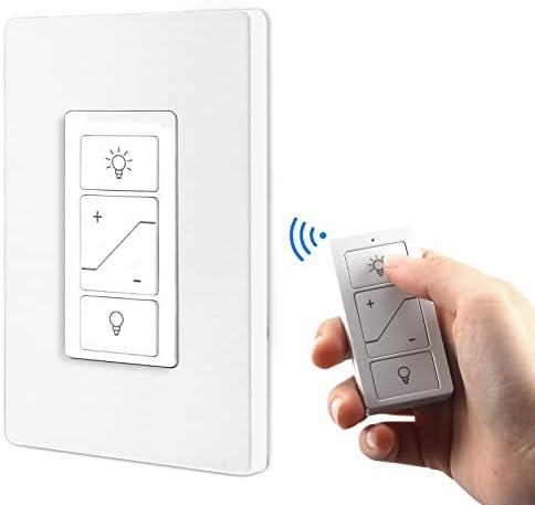 Humpptom Dimmer Switch, Remote Light Switch with Wireless Remote Control, Single Pole Smart Wireless Light Switch Support 2.4G&5G Compatible with Alexa
