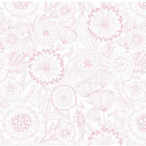 CiCiwind 17.3" x 197" Wallpaper Peel and Stick Floral Removable Self Adhesive Contact Paper Pink and White Modern Eco-Friendly Stick on Wall Paper Decorative Bathroom Bedroom Laundry Room Vinyl Rolls