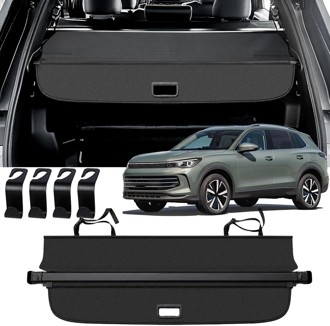 AUXKO Retractable Cargo Cover for VW Tiguan 2024-2018, Carbon Fiber