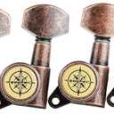 Guyker Guitar Locking Tuners (6 for Left) - 1:18 Lock String Tuning Key Pegs Machine Head Replacement for ST TL SG LP Style Electric, Folk or Acoustic Guitars - Antique Bronze
