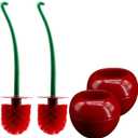 Cherry Toilet Brush Set, Cute Standing Toilet Bowl Brush and Holder Long Handle, Pack of 2, Red