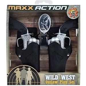 Maxx Action Wild West Outlaw Play Set  5 Piece Western Toy for Kids | Cowboy Sheriff Cap Blaster with Holster and Adjustable Belt | Ring Caps Sold Separately