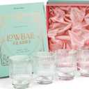 GLASSIQUE CADEAU Vintage Art Deco Ribbed Lowball Cocktail Glasses | Set of 4 | 12 oz Crystal Double Old Fashioned Tumblers for Drinking Classic Whiskey, Gin, Vodka Bar Drinks | Round Glassware