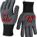 QUWIN BBQ Gloves, Oven Gloves, 1472 Extreme Heat Resistant,Grilling Gloves Silicone Non-Slip Oven Mitts, Kitchen Gloves for BBQ, Grilling, Cooking, Baking-1 Pair (Black, One Size Fits Most)