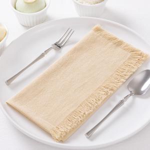 Cotton Linen Napkins 17"x17" Washable Dinner Napkins CJHM20 Champagne 6pcs (17" x 17" (Set of 6))