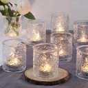 HAVITI 11 pcs Clear Votive Candle Holders, Glass Candle Holders for Home Decor, Tea Light Candle Holder for Wedding Table Centerpiece Decor