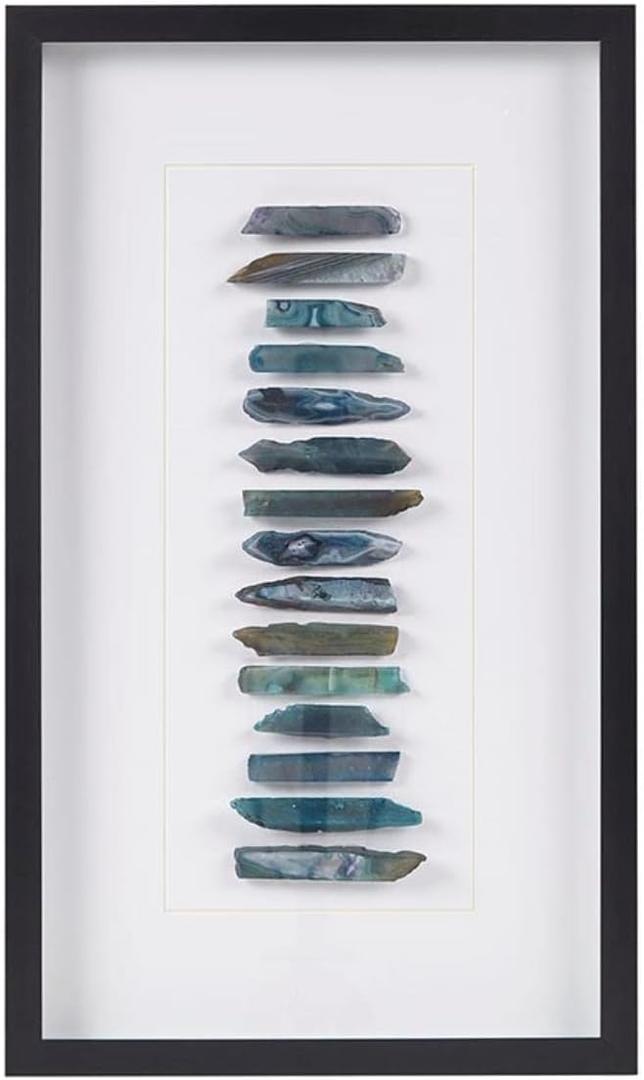 INK+IVY Cerulean Stones Wall Dcor Natural Agate, Glass Framed Art for Living Room Entryway Home Accent, Ready to Hang Bedroom Decoration, 13.78" W x 23.62" H, Blue