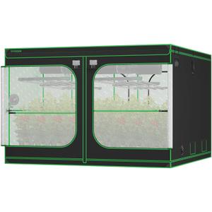 VIVOSUN P108 120"120"80" PRO Grow Tent 10x10 ft, with Thick 1 inch Poles, Strengthened High Reflective Mylar Oxford Fabric, Extra Hanging Bars & High CFM Kit for Hydroponics Indoor Plant