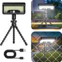 Tryme 92 LED Solar Lights Outdoor with Motion Sensor, Octopus Stand, Adjustable Angle, USB & Solar Powered, Optical Diffuser Lens, 3 Modes, IP65 Waterproof Fence Lights for Garden, Gate (1 Pack) (Black)