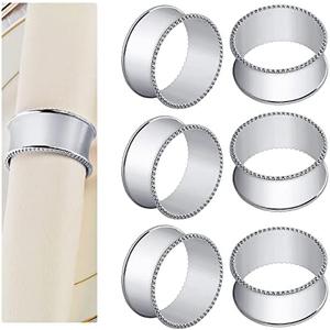 Frjjthchy 11 Pcs Stainless Steel Bead Side Napkin Rings Delicate Serviette Buckles (Silver)