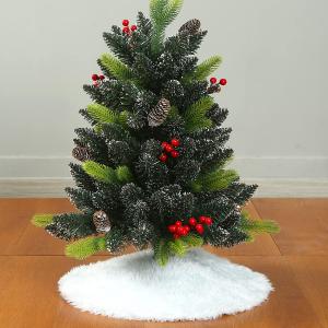 Sattiyrch Small Christmas Tree Skirt 18in, Faux Fur White Xmas Small Tabletop Christmas Tree Skirt (White Faux Fur, 18in)