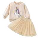 CPEI 4th Birthday Outfit for Toddler Girls 4 Year Old Fourth Four Sweatshirt Tutu Skirt Fall Clothes (Beige, 5T) (Beige)