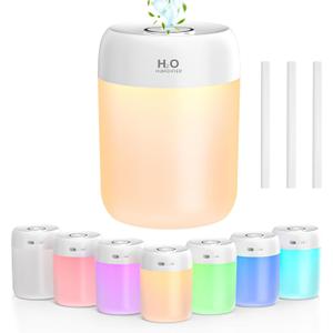 FUWANG Portable Mini Humidifier, 650ml Small Cool Mist Humidifier, USB Personal Desktop Humidifiers for Bedroom Travel Office Home Car Indoor Plants, 2 Mist Modes Quiet, Auto Shut-Off, White