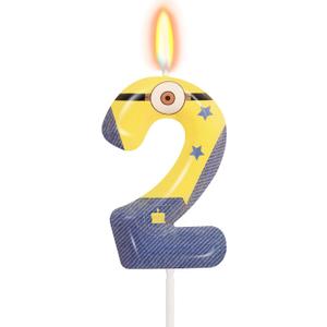 8 x Yellow Jeans Birthday Candles - Number 2 Candle Cake Topper, 2nd Birthday Decorations for Girl Boys Cartoon Theme Party Supplies