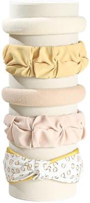 KunGe Headband Holder Organizer Tower, Soft Velvet Hairband Stand Display, Hair Hoop Accessories Storage for Home Bedroom or Store Shop Selling (Beige Color)