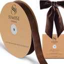 Brown Velvet Ribbon 1'' 25 Yards for Christmas Tree, Gift Wrapping, Flower Bouquet, Wreath Decorations, Bow Making