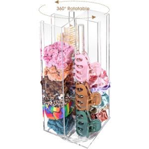 OAOLEER Acrylic Scrunchie Holder Claw Clip Organizer, Hair Ties Display Stand, 4 Tier Hair Accessories Organizer Storage for Bracelets Bangle Watches (Type-B)