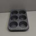 Monfish Jumbo Deep Muffin Pan 6 Extra Large Cup Cupcake Tray Black Granite Finish Muffin Tin Carbon Steel