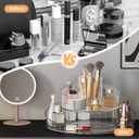 Molutsody 360 Rotating Makeup Organizer - Cosmetic Skincare Organizers wish Brush Holder, Large Capacity Cosmetic Display Case for Vanity, Bathroom Countertop (Clear)