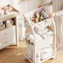 VBABY Diaper Caddy Organizer Cart, 3 Tier Rolling Storage Cart with Wheels, Bedside Cart for Baby Essentials Supplies, Diaper Cart for Nursery, White