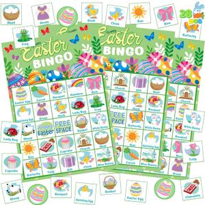 JOYIN 28 Players Easter Bingo Cards (5x5) for Easter Party Goodies Games, Kids School Classroom Gift, Indoor Family Activities, Basket Filler Stuffers