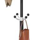 Metal Coat Rack with Natural Marble Base, Coat Rack Stand with 12 Hooks & Umbrella Holder, Black Modern Freestanging Coat Racks, Coat Jacket Hanger Tree Stand for Corner Entryway Office