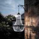Hanging Solar Chandelier Outdoor Lantern, 30 Cool White Lights Acrylic Clear Beaded Chandelier with S Hooks Modern Lantern for Garden Yard Patio Gazebo Decorations, 28”H