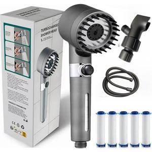 Ion Drops Shower Head, 2025 NEW Filtered Showerhead, Filtered Shower with Handheld, Djustable Settings with Hose