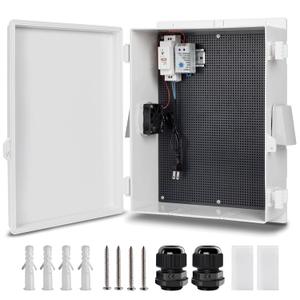Namunanee Outdoor Electrical Box with Thermostat and Fan, ABS Water Resistant Enclosure with Internal Mounting Panel & Hinged Cover,16" H* 12" L* 5.9" W Plug & Play.