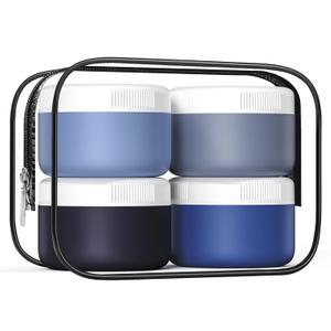 Travel Containers for Toiletries, Silicone Cream Jars BPA Free, TSA Approved 2oz Travel Size Containers, Leak-proof Travel Essentials with Lid for Cosmetic Face Hand Body Cream (4 Pack) (Blue)