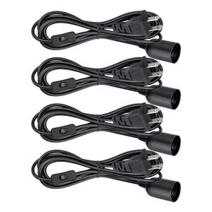Plug in Light Socket - Pendant Hanging Lantern Cord - 8.2Ft Lamp Cord with Switch E26/E27 Extension Cable, Black Light Bulb Socket,4 Pack