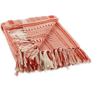 DII Braided Striped Decorative Throw Blanket, 50x60, Vintage Orange/Red