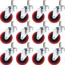 12 Pck Heavy-Duty 2.5" Swivel Caster Wheel Creeper Service Cart Stool Post Mount (Red)