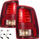 Sport Type Tail Lights Compatible with Dodge Ram 2013-2018 Ram 1500 Sport/Rebel Ram 2500 3500 Laramie w/Bulbs LED Black Taillights A Pair, Replace OEM: CH2800202 68093081AC CH2801202 68093080AC, LED