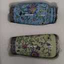 ZAVOOS Vintage Ceramic Vase Set of 2, Small Antique Flower Vases for Home Decor, Wide Mouth Decorative Chinoiserie Floral Vase for Living Room, Table Centerpiece, Farmhouse, Blue and Beige Color