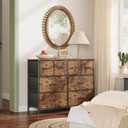 WLIVE Dresser for Bedroom with 8 Drawers, Wide Fabric Dresser for Storage and Organization, Bedroom Dressers, Chest of Drawers for Living Room, Closet, Entryway, Rustic Brown Wood Grain Print, 11.8"d X 39.4"w X 30.4"h
