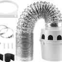 [Upgraded]AMI PARTS TDIDVKZW Indoor Dryer Vent Kit with 4-Inch by 8-Foot Proflex Duct, White, 4 Inch