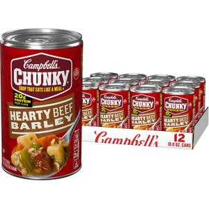 Campbells Chunky Soup, Hearty Beef and Barley Soup, 18.8 Oz Can (Case of 12)