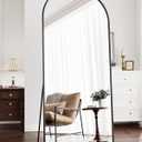 Full Length Mirror, 71"x30" Arched Floor Length Mirror, Oversized Standing Hanging or Leaning Against Wall Mounted Mirrors, Large Full Body Mirror with Aluminum Frame for Bedroom (Black)