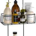 Anti-Swing Hanging Shower Caddy, Over Head Shower Caddy, Stainless Steel 304 Rustproof Shower Organizer with hooks for Towels, Sponge and more, Trending Black