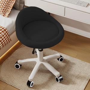 Rolling Stool Ergonomic Swivel Seat, Adjustable Height, Ultra-Quiet Wheels, Padded PU Leather Cushion, for Salon, Office, Massage & Medical Use Black sap1