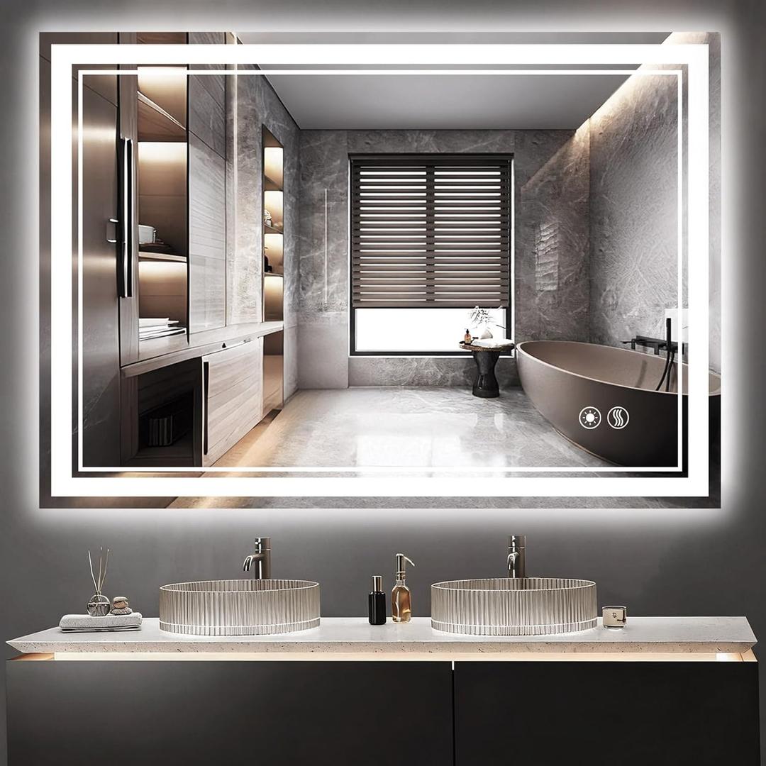 COLMERD 40 x 28'' Bathroom Mirror with Lights,Anti-Fog, Smart Mirror