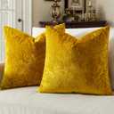MIULEE Velvet Throw Pillow Covers Set of 2, Soft Neutral Decorative Pillow Cases with Luxurious Textured Vintage Cushion Covers for Home Decor Couch Sofa Bed,Golden 24x24 inch