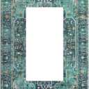 Bohemian Turquoise Teal/Mutil Oriental Medallion Single Rocker Artistic Light Switch Cover 1 Gang Outlet Cover Gfci Electrical Wall Plate Dimmer Decorative Switch Plate Covers Faceplate for Bathroom